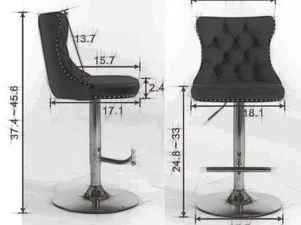Swivel Barstools Adjusatble Seat Height From 25-33", Modern Upholstered Base Bar Stools With Backs Comfortable Tufted For Home Pub And Kitchen Island (Set of 2)