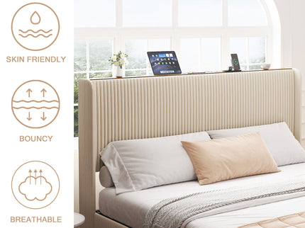 Platform Bed With Metal Frame And Charging Station