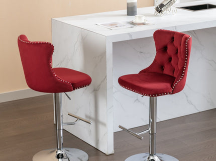 Swivel Barstools Adjusatble Seat Height From 25-33", Modern Upholstered Base Bar Stools With Backs Comfortable Tufted For Home Pub And Kitchen Island (Set of 2)