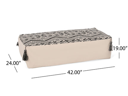 Kiki - Rectangular Pouf Ottoman Floor Cushion Natural - Black