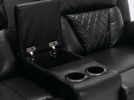 Home Theater Seating Manual Recliner Loveseat With Hide-Away Storage, Cup Holders And Led Light Strip For Living Room