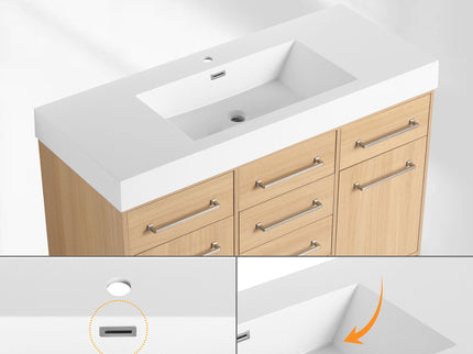 Freestanding Bathroom Vanity With Resin Sink, Soft-Closing Doors And Drawers