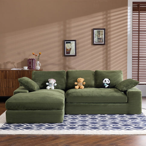 Compressed Sofa With 3 Back Cushions, 2 Throw Pillows