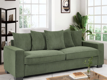 Luxe Sofa With 5 Matching Toss Pillows, Sleek Design, Spacious And Comfortable 3 Seater Couch
