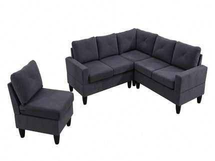 Modular L - Shaped Sectional Sofa 6 Seater 4 Piece Couch With Chaise