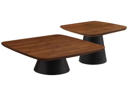Duncan - 2 Piece Coffee Table Set With Sculpted Bases - Walnut