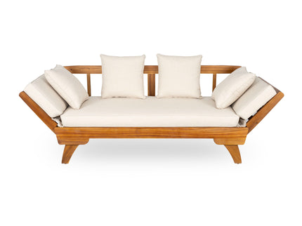 Outdoor Patio Daybed Sofa, 3 Seat Sofa With Foldable Arm 4 Back Pillows