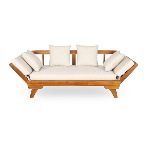 Outdoor Patio Daybed Sofa, 3 Seat Sofa With Foldable Arm 4 Back Pillows