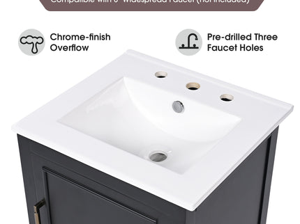 Modern Bathroom Vanity With Sink, Cabinet Storage, Drawer & Adjustable Feet