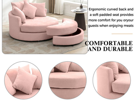 360° Swivel Accent Barrel Chair With Storage Ottoman & 4 Pillows, Modern Leisure Chair Round Accent For Living Room