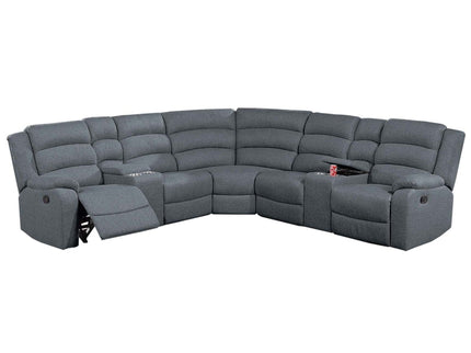 Manual Motion Reclining Loveseat 3 Piece Sectional Set With Console Storage And Cup Holders
