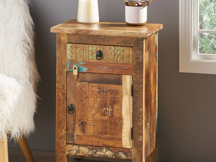 Carved Side Table - Natural