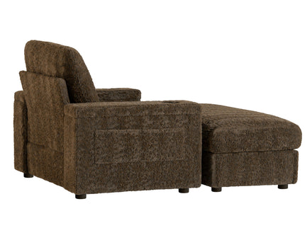 Oversized Chaise Lounge Indoor Rabbit Fur Sofa Bed With Storage Ottoman And Armrests Cup Holders With Deep Seat