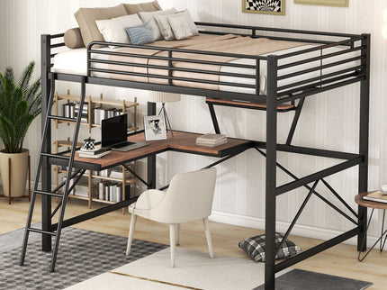 Loft Bed With Desk And Shelf, Modern Design