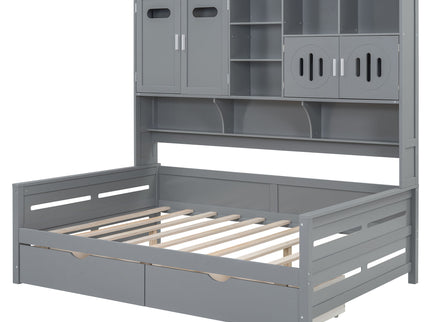 Daybed With All-In-One Cabinet And Shelf
