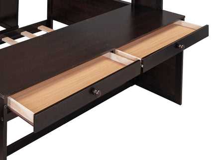 Loft Bed With A Twin Size Standalone Bed, Shelves, Desk, And Wardrobe
