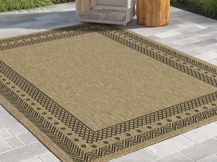 Earth - 5'3" X 7'3" Polypropylene Indoor, Outdoor Area Rug - Jute / Black