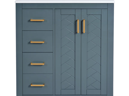 Ceramic Sink Combo, Freestanding Vanity Set With 3 Drawers & Soft Closing Doors