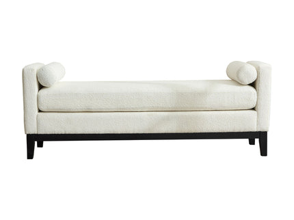 Upholstered End Of Bed Bench With Arms, 2 Bolsters For Bedroom - Ivory