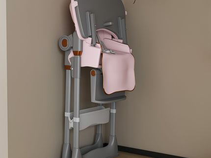 Adjustable Baby High Chair 0-6 Years, Portable Infant Feeding Seat With Safety Belt, Silent Lockable Wheels