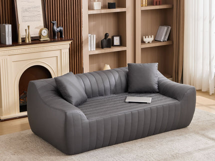 Oversized 2 Seater Loveseat With 2 Decor Throw Pillows, Deep Seat Sofa For Living Rooms