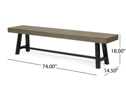 Outdoor Patio Bench - Gray / Rustic Metal