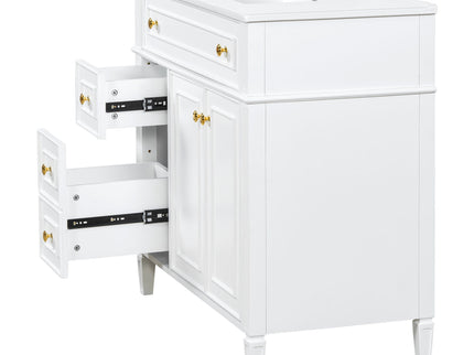 Bathroom Vanity With Sink, 3 Drawers & 2 Doors