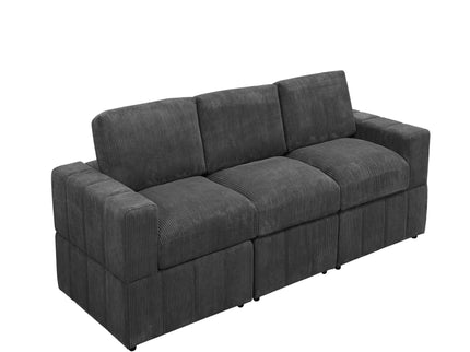Oversized Modular Sectional Sofa Set With Loveseat & Ottoman, 6 Piece Living Room Furniture - Dark Gray