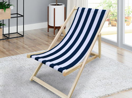 Sling Folding Chaise Lounge Chair - Stripe Blue