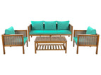 Green / 4 Pc. Sofa, Coffee Table, 2 Arm Chairs