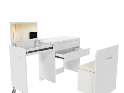 Folding Desk With Mirror And Storage Stol For Bedroom