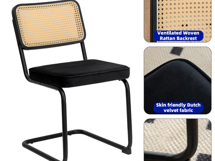 Rattan Side Accent Dining Chairs With Painted Legs (Set of 2)