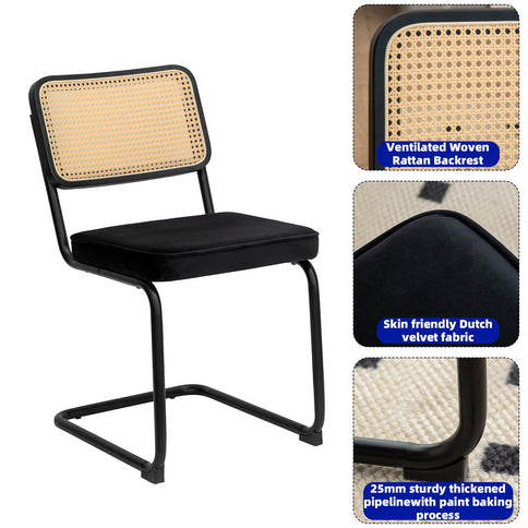 Rattan Side Accent Dining Chairs With Painted Legs (Set of 2)