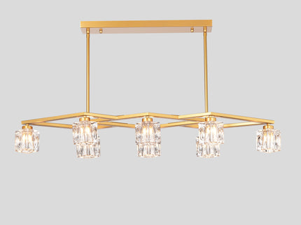 Crystal Chandelier For Dining Room, 8 Light Kitchen Chandelier Light Fixture Modern Metal Industrial Chandeliers For Farmhouse Entryway Living Room (8*G9 Bulbs Included) - Matte Gold