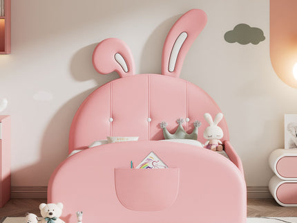 Upholstered Rabbit-Shape Princess Bed With Headboard And Footboard