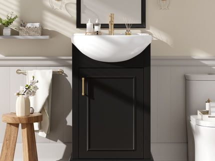 20" Bathroom Vanity With Bulged Sink, Freestanding Single Vanity Set, Soft Close Door