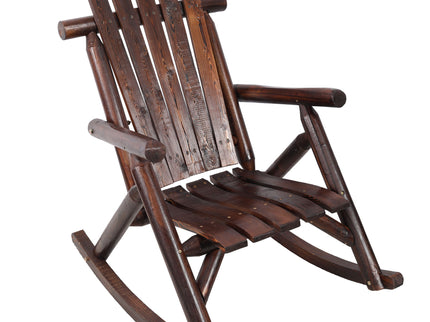 Durable Wooden Porch Rocker, Fir Log Rocking Chair