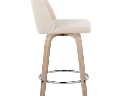 Toriano - Contemporary Fixed Height Counter Stool With Swivel & Round Footrest Modern Design (Set of 2)