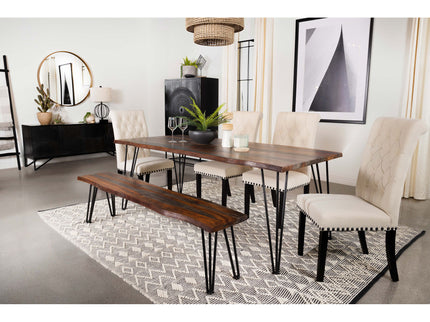 Neve - Sheesham Live Edge Dining Bench With Hairpin Legs - Gray