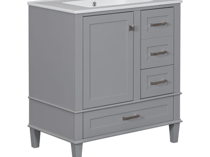 Bathroom Vanity, Modern Bathroom Cabinet With Sink Combo Set, Bathroom Storage Cabinet With A Soft Closing Door And 3 Drawers, Solid Wood Frame