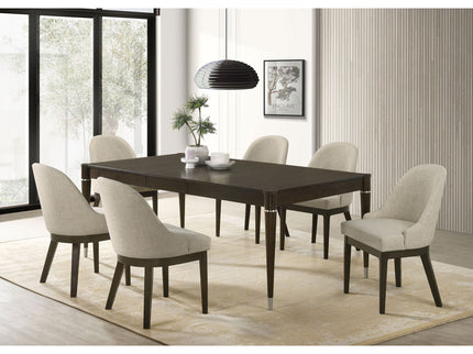 Blakely - 7 Piece Rectangular Dining Set With Extendable Table Upholstered Chairs - Ash Brown