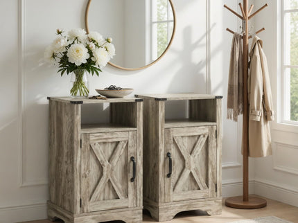 Farmhouse Nightstand, Charging Station & Storage