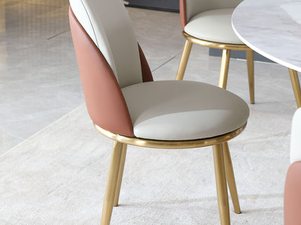 Modern Dining Chairs (Set of 2) With Gold Metal Legs - Beige