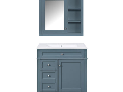 Bathroom Vanity With Medicine Cabinet, Royal Mirror Cabinet, Modern Bathroom Storage Cabinet With 2 Soft Closing Doors And 4 Drawers