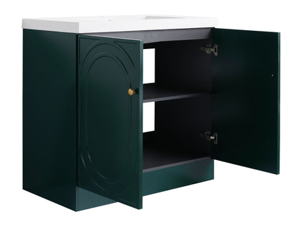 Contemporary Freestanding Bathroom Vanity With Resin Sink & Soft-Close Cabinet Doors