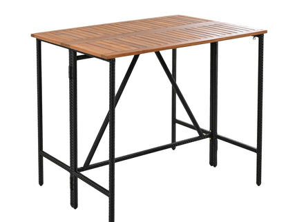 Outdoor Acacia Wood Bar Height Table And Eight Stools With Cushions