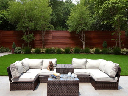 Comfortable Modern Patio Rattan Sectional Set With Cushions