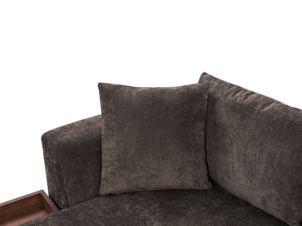 Modern L Shaped Sectional Sofa With Upholstery And Wooden Storage