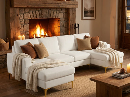 U - Shaped Sectional Sofa With Double Chaise