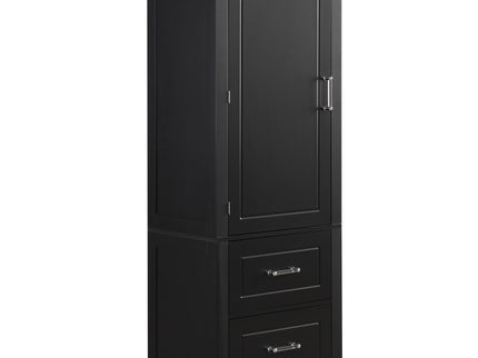 Tall Freestanding Bathroom Storage Cabinet With 2 Drawers And Adjustable Shelf